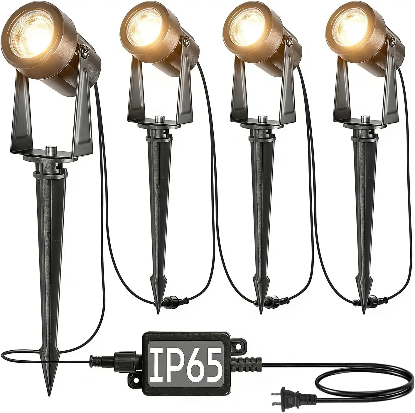 4 k Outdoor Landscape Lighting with Transformer, LED Spot Lights| Low Voltage Outdoor Yard Lighting, Extendable, IP65 Waterproof Landscape Ground Lights for Garden, Trees & Pathway