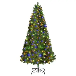 VEVOR Christmas Tree, 7.2ft Prelit Artificial Xmas Tree, Full Holiday Decor Trees with 470 Colorful LED Lights, 11 Lighting Modes, 1346 Branch Tips Sturdy Metal Base for Home Party Office DecorationVEVOR Super Brand Day