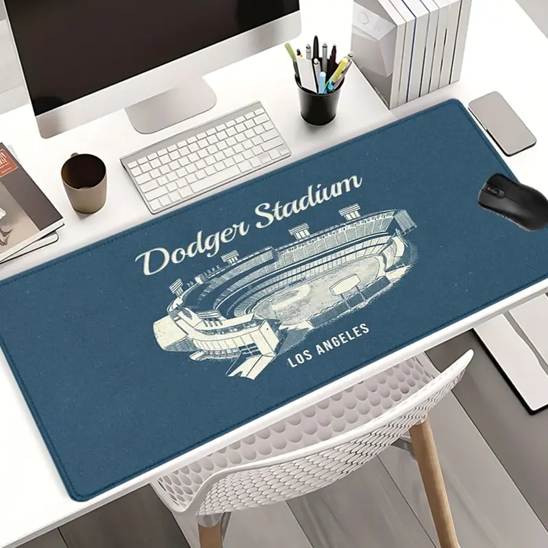 Dodger Stadium (Blue) Mouse Pads Extra Large Computer Desk Top Mat, Desk Accessory, Office Supplies, Office Accessories, Non-Slip Rubber Base & Stitched Edge, Sports-Themed Home/Office Decor for Baseball Fans