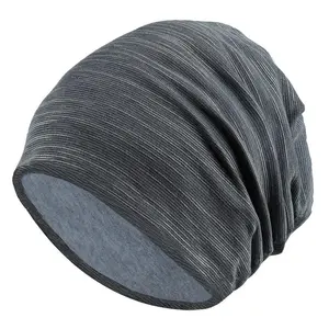 Warm Striped Slouchy Knitted Beanies Unisex for Men Women Soft Baggy Skullcap Bonnet for Spring Autumn Outdoor Ski Daily Wear