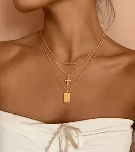 Layered Gold Necklace for Women Gold Pendant Necklace Set Gold Necklace Dainty Gold Chain Trendy from A-Z Jewelry for Women