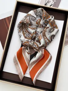 Women's Silk-Like Paisley Print Handkerchief, Classic Paisley Pattern, Fashion Accessory, Professional Scarf, Daily Wear, Boho Style Scarf