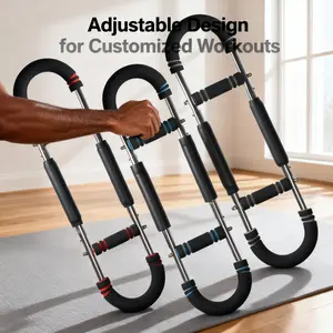 U-Shaped Spring Chest Expander, 2 Levels Adjustable Resistance, Foam Grip for Arm Chest Abs Workout, Home Gym Fitness Equipment