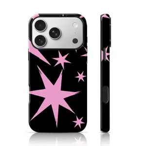 Black Pink Star Design Phone Cover 2 in 1 Case,phone Case Suitable for Iphone 11/12/13/14/15/16/17 Pro Promax Plus Air and Samsung S22/S23/S24/S25 Plus Ultra Fe,Trendy Phone Case