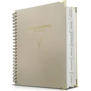 Wedding Planner Book and Organizer for Bride - Elegant Linen Cover Wedding Planning Binder with Checklists,Pockets & Calendars,Perfect Engagement Gifts for Couples