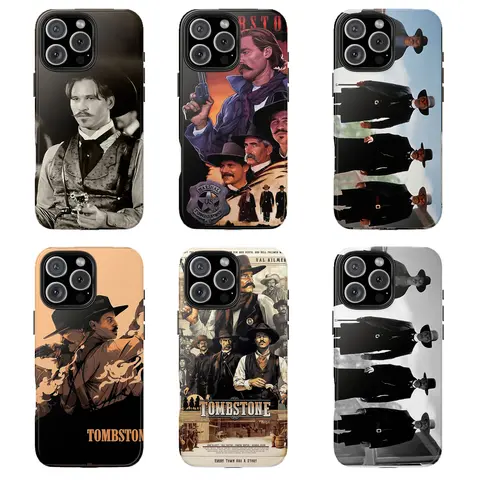 Doc Holliday Phone Case Val Kilmer Tombstone Tribute, Vintage Western Cowboy Movie Design, Shockproof Silicone TPU Protective Cover for iPhone 17 Pro Max 16 Plus 15 14 13 12 11 Air E, Retro Film Fan Gift for Men Women Movie Lovers