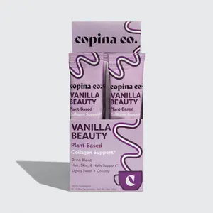 Copina Co. Vanilla Beauty Vegan Collagen Boost Coffee Creamer - 10 Stick Packs - 5.5g Each - Vegan Supplements for Women for Hair, Skin, and Nail Health - Beauty Support Supplement with Biotin