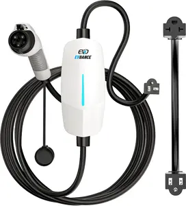 EVDANCE Level 1&2 EV Charger, Electric Vehicle Portable Charger with 25FT Cable, Home EV Charging Station for J1772 Electric Cars, 12A 120V/16A 240V, NEMA 5-15 &NEMA 6-20 Plug