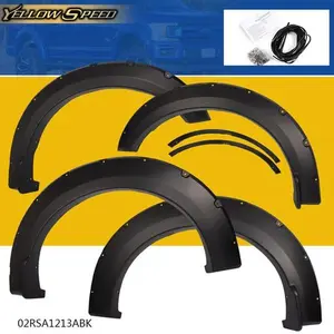 4Pcs Fit For 2015-2017 Ford F150 F-150 Smooth Pocket-Rivet Wheel Fender Flares 4Pcs Fit For 2015-2017 Ford F150 F-150 Smooth Pocket-Rivet Wheel Fender Flares