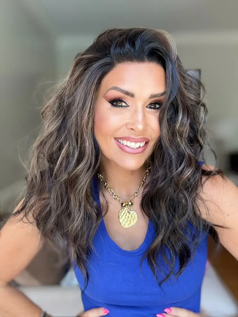 IMstyle Fannie Tea Black Brown Highlight with Rooting Light Beach Wavy Glueless Pre-plucked Natural Hairline 13*4 Lace Front Synthetic Wigs
