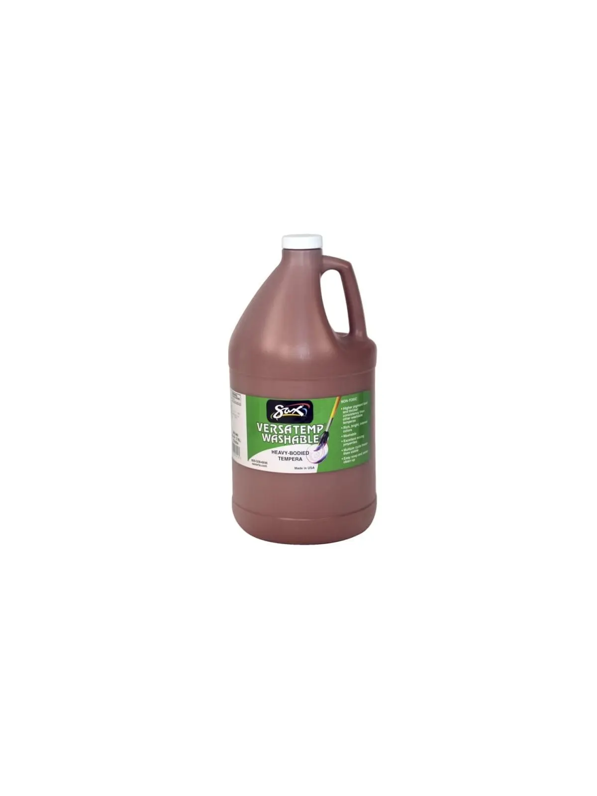 Chroma Acrylics 1592684 Sax Brown Washable Versatemp Heavy Bodied Tempera Paint, 8 lbs Plastic Container Jug, for Artists, Ideal for Block and Screen Printing
