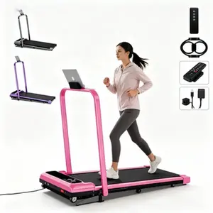 [New Arrival] Folding Type Electric Walking Pad Treadmill, 265LBS Capacity, Low-Noise with Handrail & Dual Shock Absorption, Spacious Belt, Remote Control, Bonus Resistance Bands, Home Workout & Exercise Equipment for Compact Home Gym tiktokshopspri