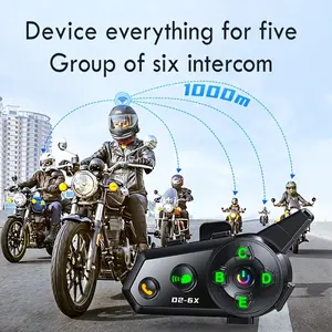 MIDOLA D2-6X 1000Mah Helmet Wireless Headset for Group Communication with Up to 6 People, Featuring a 1000M Intercom, Music Sharing, Support for Mixing And Cross-Brand Connectivity
