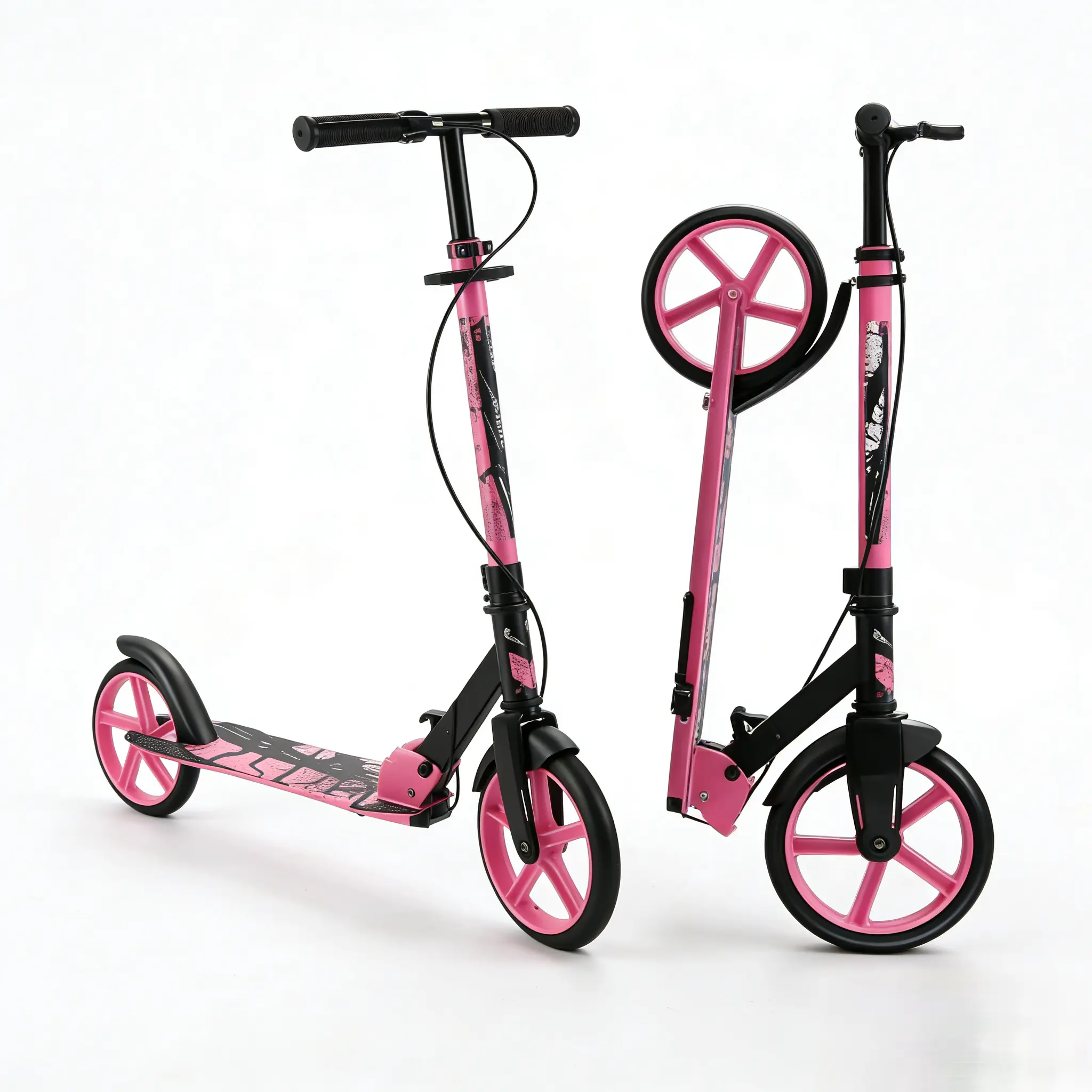 Aodi Heavy-Duty Foldable Stunt & Commuter Kick Scooter for Kids Ages 6+, 220 lbs Max Weight, 3-Level Adjustable Height Handlebars, Ultra-Durable Outdoor Ride-On Design, Folding Commuter Scooter