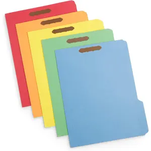 50 Pack Fastener File Folders with 1/3 Cut Reinforced Tab, Durable 2 Prongs, Letter Size Assorted Colors for Medical, Law Client and Office Files Reports