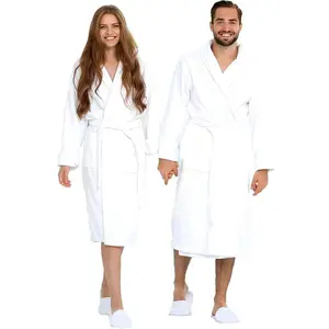 NewPremium 100% Cotton Terry Shawl Bath Robe Collar with FREE Slippers - ONE Unisex Men & Women Spa Robe