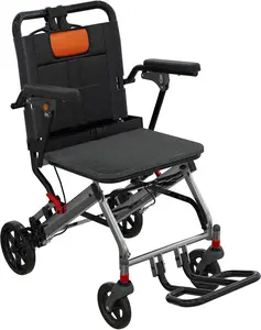 Lightweight Folding Wheelchair, Flip-Up Armrests Footrests, Dual Handbrakes, 5° Tilted Backrest, Breathable Seat, Solid Wheels, Portable Travel Wheelchair for Adults