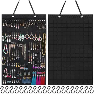 2026 Upgraded Hanging Earring Holder Organizer, 20 Extra Hooks Jewelry Display for Necklaces Bracelets Rings, Large Capacity Wall Mount or Over Door Storage for Bedroom Closet Vanity, Housewarming Gift for Women