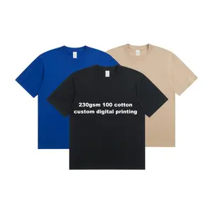 High Quality 100 Cotton Plus Size T-shirt Customize Digital Printing logo 230gsm Men Plain O-neck Tshirt Custom t Shirt