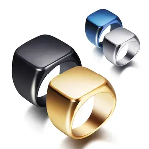 Brand Classic Black Blue Gold Color Big Stainless Steel Men Rings Fashion Jewelry Size 4 5 6 7 8 9 10 11 12 13 14 15