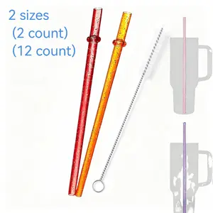 Reusable Drinking Straw with Cleaning Brush, Plastic Reusable Straw, 1 Set Random Color  Tumbler Cup Straw, Drinking Straw for Home Kitchen Party Picnic