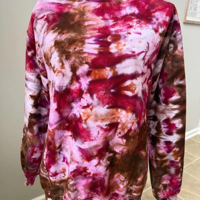 Strawberry Mocha Ice Dye Crewneck Sweatshirt