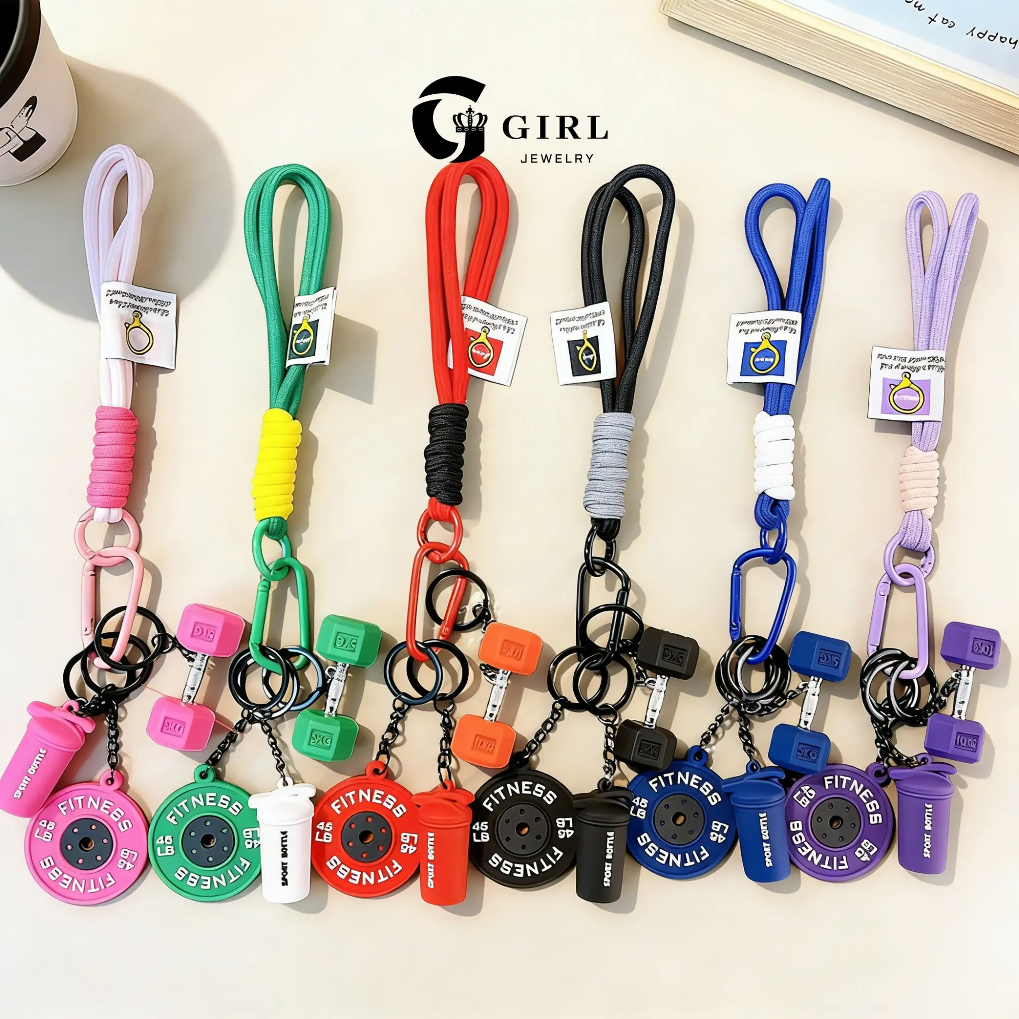 GGIRL Fitness Keychain Dumbbell Keychain Dopamine-Colored Pendant Unisex Fashion Accessory Fitness Enthusiast Keychain Ideal Choice for Fitness Enthusiasts