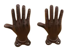 2 Cast Iron Hand Bookends Book Ends Bookshelf Paperweight Rustic Home Decor Stop