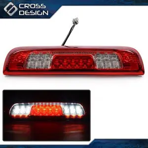CROSSDESIGN LED Third Brake Light with Red White Lens, LED Tail Light for Chevy Silverado & GMC Sierra 2014-2018