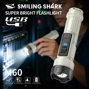 【SD-5458】SmilingShark LED Torch Light Bright M60 6000ml Powerful COB Floodlight Lamp Flashlight Zoomable 6Modes Type-C Rechargeable for Camping Work