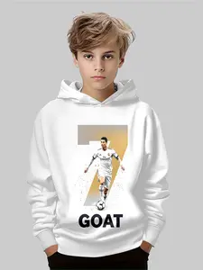 Boys' C Ronaldo Goat Hoodie, Comfortable Casual Wear, Daily Use, Versatile Premium Clothing, Fall & Winter Fashion