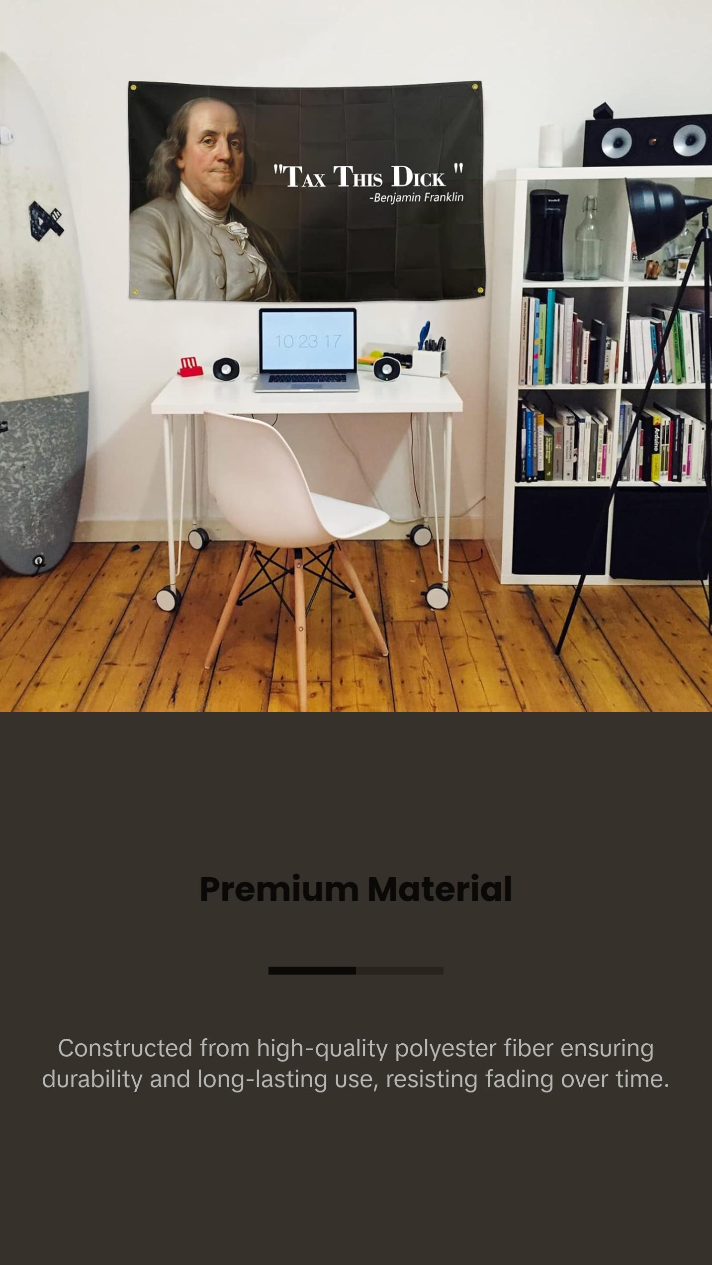 Benjamin Franklin Tax This Dick Flag Funny Flags for Room 3x5 Feet College Dorm Room Decor Man Cave Frat Wall Indoor Outdoor Flag Decoration Gift