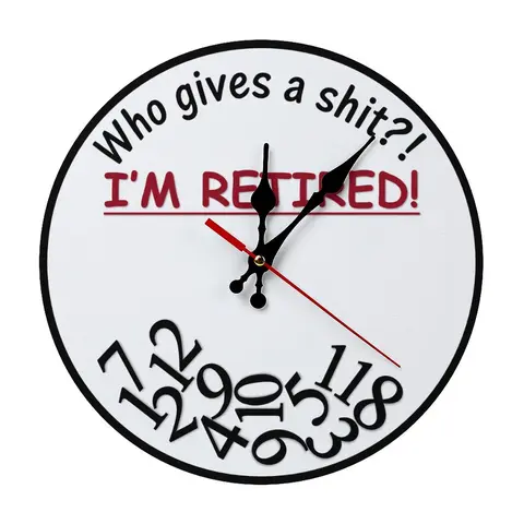 10/12 in Large Circular Statement Wall Clock DIY Kit for Adult, Easy-Assemble Novelty Print Sassy Retirement Decor with Silent Movement, Room Decor for Man Cave