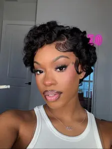 Summer Edition Exquisite Side-Parted Pixie Curly Wig 13x4 Lace Front Short Curly Hairstyle, Realistic Look for Women