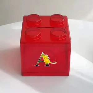 Stackable Coin Bank Building Block, Desktop Decorative Storage Box, Organizer for Currency, Ideal Holiday Gift, Flower Color & Letter Patterns