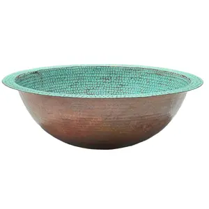 Mexican Hand Hammered Copper Sink- Santa Clara Emerald