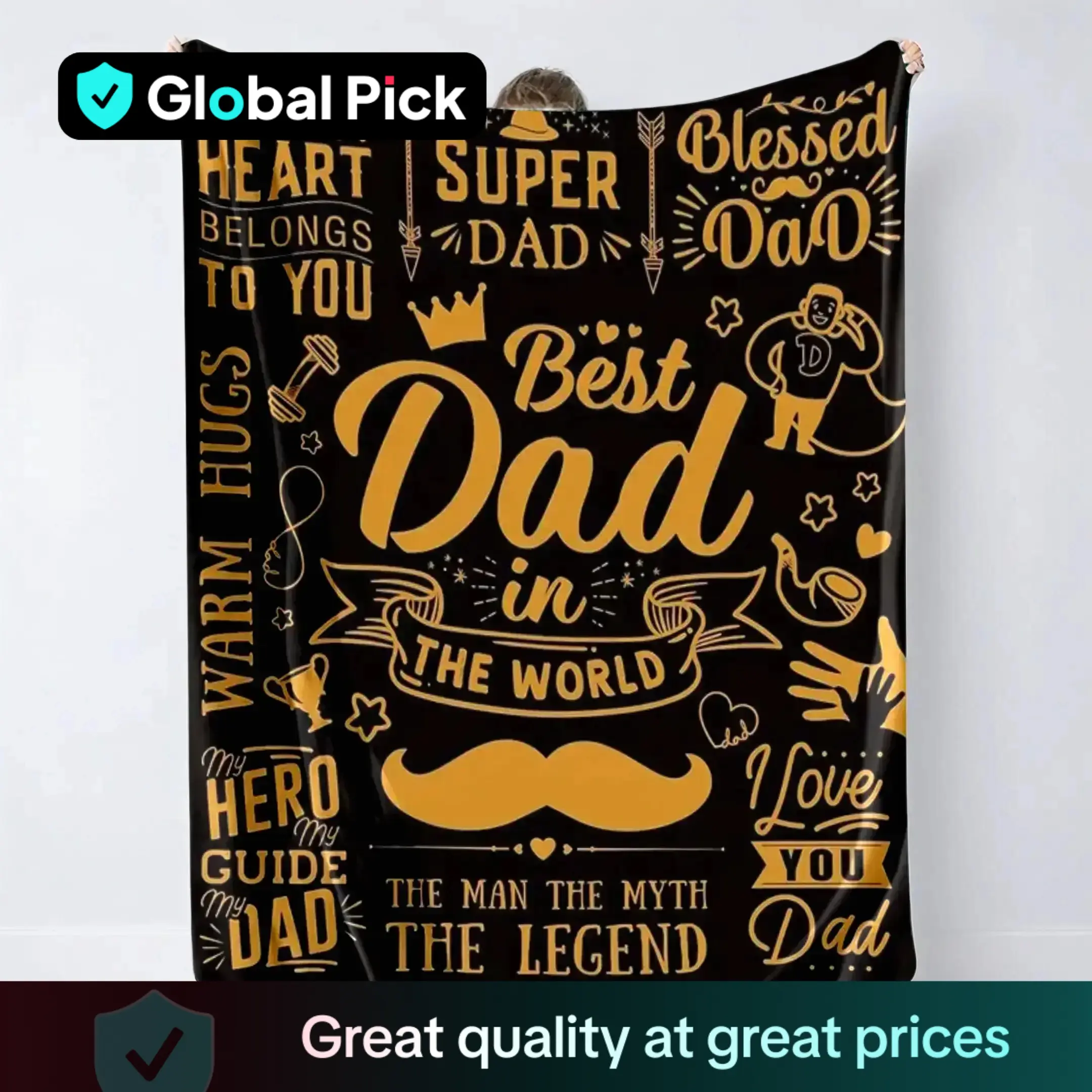 Letter Pattern Blanket Gift for Dad, 1/2 Counts Soft Throw Blanket, Warm & Cozy Blanket for Office, Car, Bed, Home, Travel, Retro Halloween Decor Napp