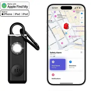 Personal Safety Alarm & GPS Location - Work with Apple Find My, iOS Only, Android Not Supported, 130dB Self Defense Siren, Position Kids Elderly, Bluetooth Key Finder, Item Anti Lost, Strobe Lights