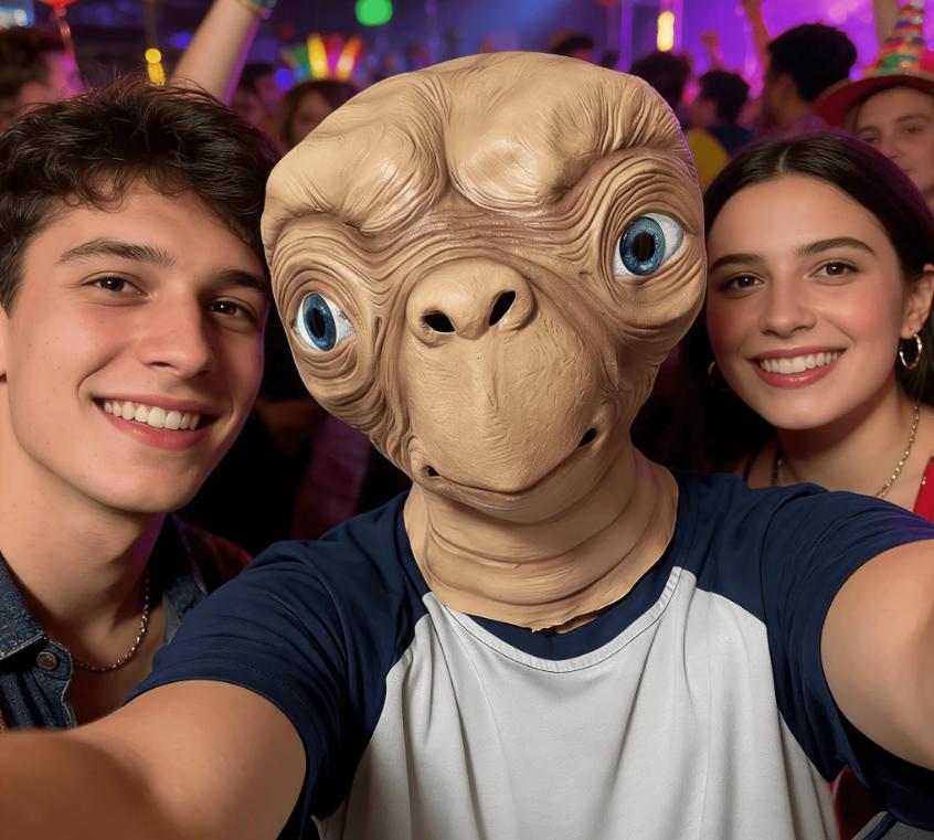 Realistic ET Alien Latex Mask Halloween Carnival Party Movie E.T. the Extra-Terrestrial Cosplay Creepy E.T. Alien Full Head Mask men andwomen costume