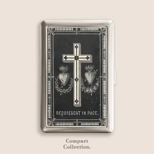 Jesus Christ Burning Heart Requiescat in Pace Cigarrette Case Zigarettenetui Wallet Vintage Metal 100s Box Blunt Holder Gift