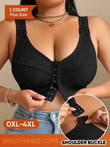Plus Size Backless Lace Bralette, Adjustable Straps, Medium Support, Breathable Fabric, Comfortable Fit, All Seasons Wear