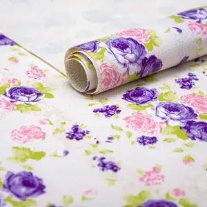 RAY STAR PVC Purple Rose Design Grip Shelf Liner Non Adhesive, Strong Grip Bottom, Easy Clean Kitchen Drawer, Cabinet, Cupboard Dresser Protector Cover, Non Slip Rubber Mat