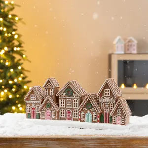 Glitzhome 13.5"L Christmas Resin Gingerbread Village House