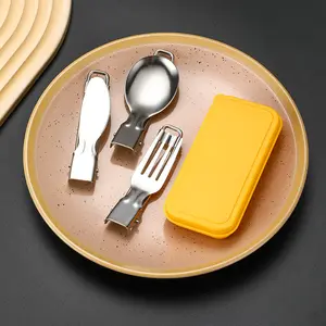 Portable Camping Cutlery, Multifunctional Folding Fork and Foldable Spoon for Outdoor Picnic & Camping