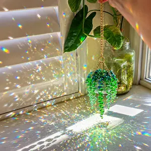 Creative Beaded Hanging Basket Car Rearview Mirror Decor Boho Crystal Bead String Pendant Ornament Trendy Auto Interior Accessories Cute Car Charm for Women Girls