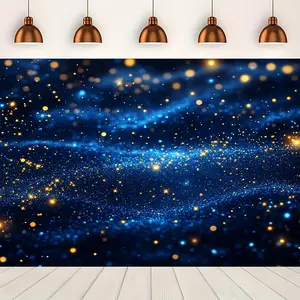 2D flat banner, 1pc， Multi functional photography background banner displaying blue starry sky, suitable for photo props in rooms and gardens, does not require electricity, suitable for use in various photo booths