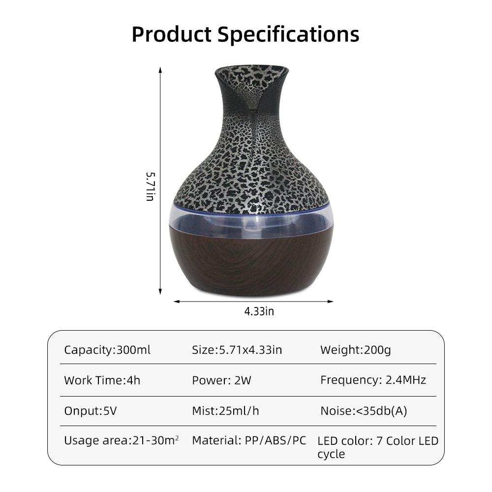 Portable USB Humidifier Diffuser for Travel & Office  300ml Compact Cool light Mist for Dry Air with 2 Essential Oils Perfect for Bedroom home decor essential oil diffuser aromatherapy oildiffuser Humidifier with Auto Off colorful aroma remote control
