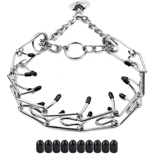 Dog Prong Collar, Adjustable Dog Training Collar with Quick Release Buckle for Small Medium Large Dogs (Silver, M/3.0mNeck: 16"-18'' Weight:50 lbs) Adjustable Stainless Steel Prong Collar