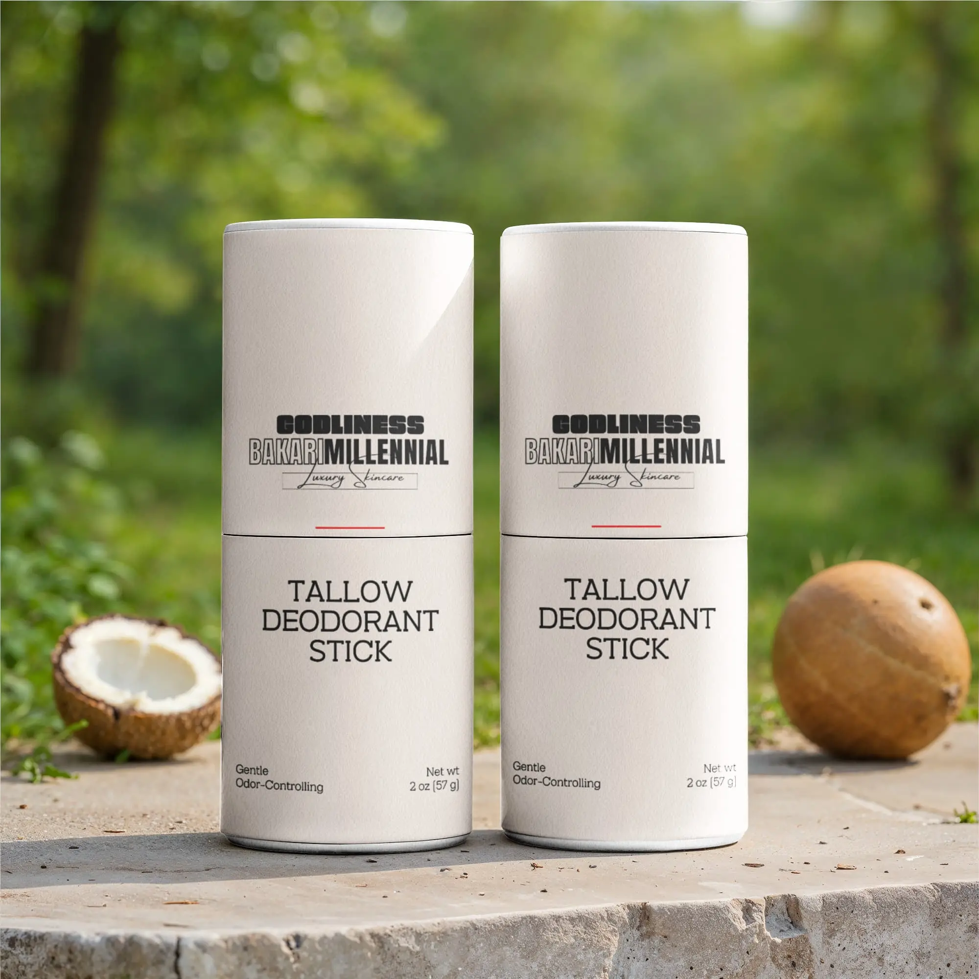 2 Pack GODLINESS Natural Tallow Moisture Absorbing  Deodorant