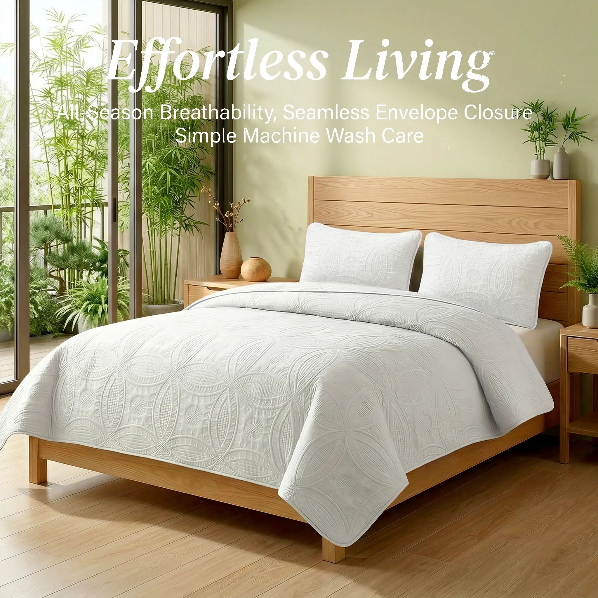 【Deals For You Days】2/3pcs Quilt Set Bedspread Beige Soft Lightweight Microfiber Anti-allergy Machine Washable Modern Simplicity Coin Pattern